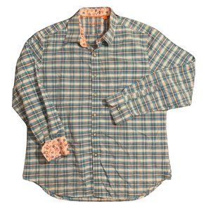 Justing Flip Contrasting Cuff Shirt Plaid Mens Sz 2XL Long Sleeve. Fast Shipping